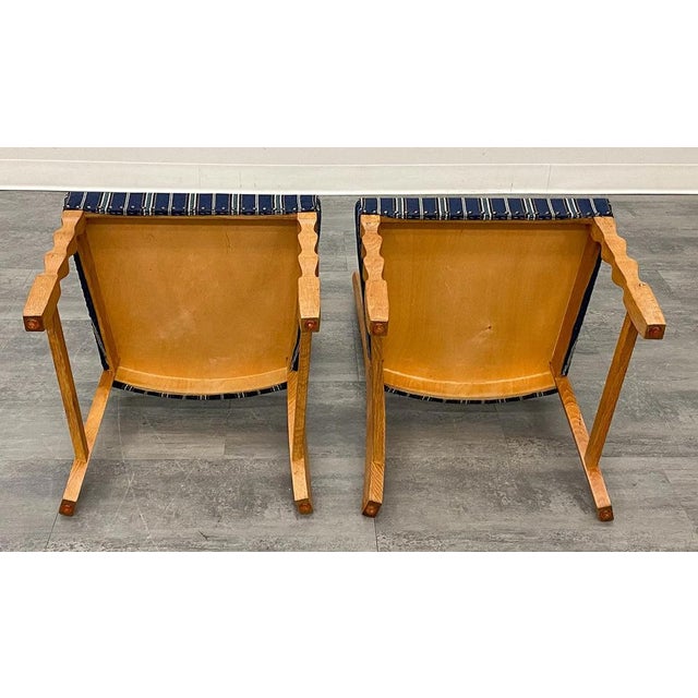 6 Blue Danish Modern Oak Dining Chairs Set Circa 1960's. For Sale - Image 11 of 12