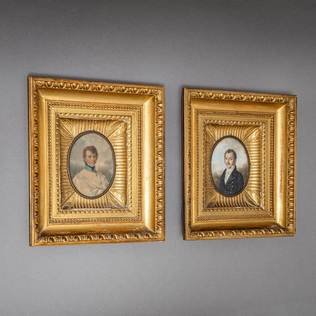 Portraits of Gentlemen, 19th Century, Painting, Set of 2 For Sale - Image 3 of 9