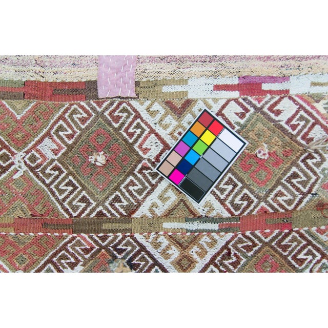 Textile 1960s Vintage Beige Brown Purple Handwoven Wool Kilim Rug For Sale - Image 7 of 11