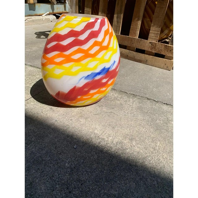 Vase in Milky-White Murano Glass with Colored Reeds by Simoeng For Sale - Image 7 of 10