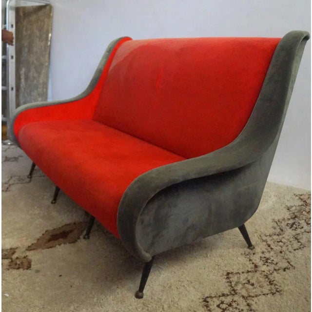 Mid-Century Modern French Red Sofa, 1950s For Sale - Image 3 of 7