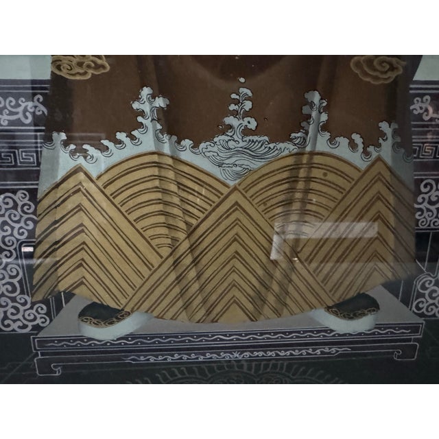 Vintage Reverse Painting on Glass of Chinese Elder For Sale - Image 9 of 12