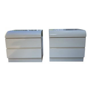 1980s Post Modern White Waterfall Two Drawer Nightstands - a Pair For Sale