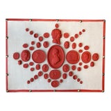 #1013 Grand Tour Revival Neoclassical Vintage Red Plaster Cast Waxed Intaglio Arrangement For Sale