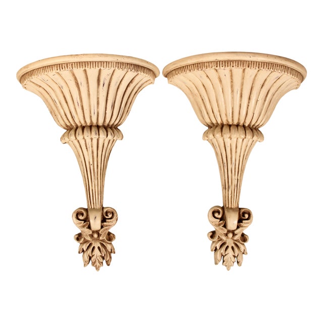 Large Mid Century French White Wall Shelves a Pair Chairish