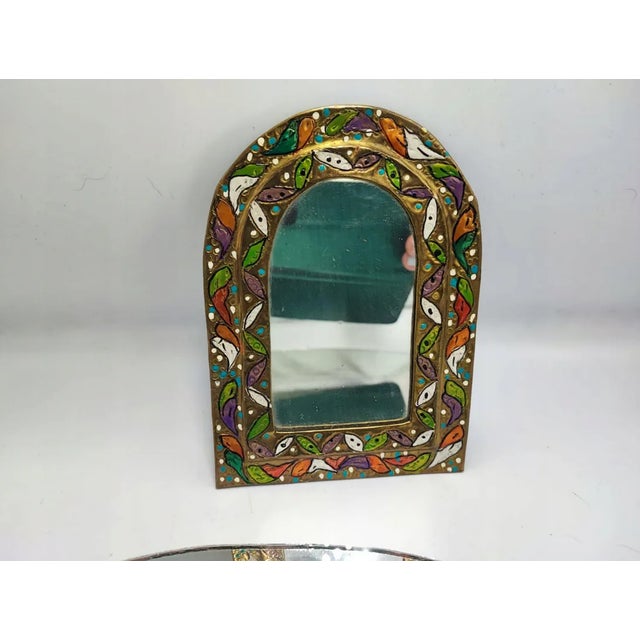 Gold Art Deco Brass Mirror, 1920s For Sale - Image 8 of 8