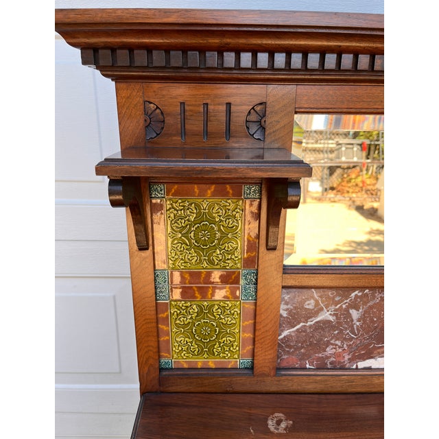 Late 1800s Edwardian Washbasin Sideboard With Marble Top For Sale - Image 4 of 7