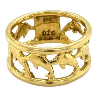 24990 - Dolphin 14k Yellow Gold Band Ring For Sale