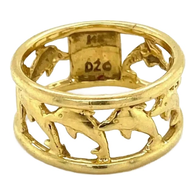 24990 - Dolphin 14k Yellow Gold Band Ring For Sale