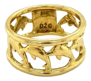 24990 - Dolphin 14k Yellow Gold Band Ring