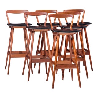 Rosengren Hansen for Brande Møbelfabrik Mid Century Teak Barstools - Set of 4 For Sale
