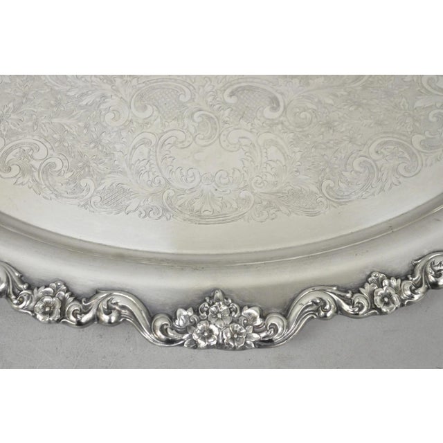 Vintage Poole 400 Lancaster Rose Silver Plated Bar Serving Platter Tray on Feet For Sale - Image 9 of 15