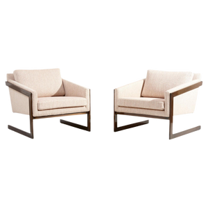 Set of Silver Craft Cantilever Bronze Lounge Chairs, Usa, 1970s