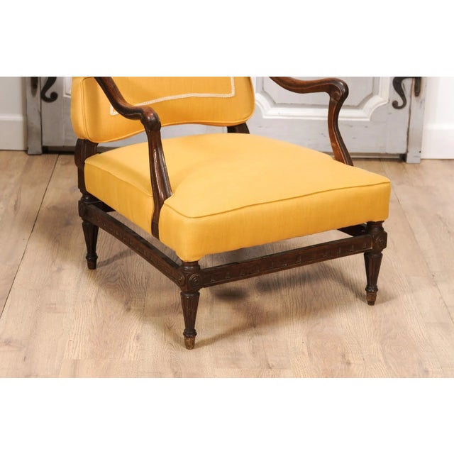 18th Century French Transition Period Walnut Armchair with Scrolling Arms For Sale In Atlanta - Image 6 of 12