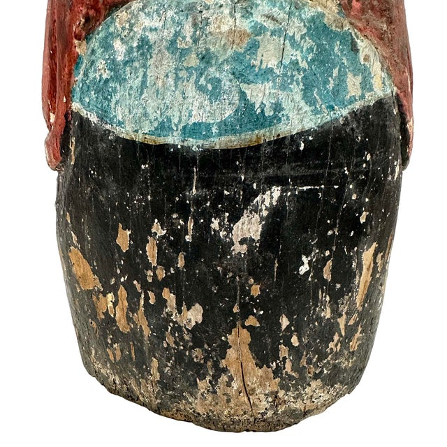 Early 19th Century Chinese Carved Polychrome Wooden Sculpture of Lucky God For Sale - Image 15 of 17