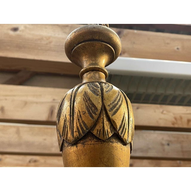 19th Century Gilded Wood Chandelier with Crystal Drops For Sale - Image 12 of 18