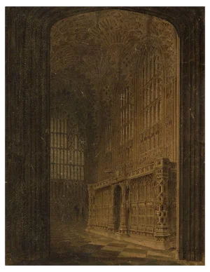 Henry VII Chapel, Westminster Abbey, Looking South West, Early 1800s, Watercolour