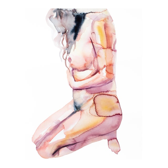 "Nude No. 128" Contemporary Original Nude Figure Watercolor Painting by Elizabeth Becker For Sale