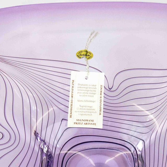 Large Neodymium Glass Bowl by Adam Jablonski, Poland, 1970s For Sale - Image 12 of 14