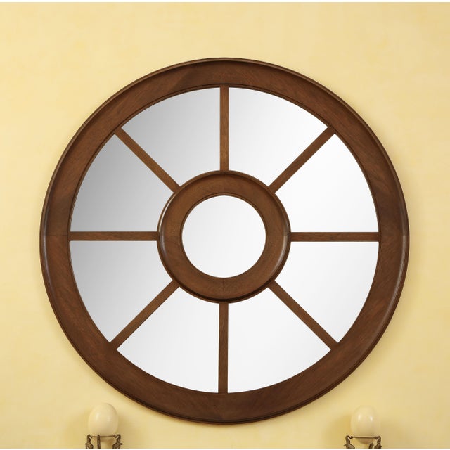 Grand Circular Wall Mirror With Wagon Wheel Design | Chairish
