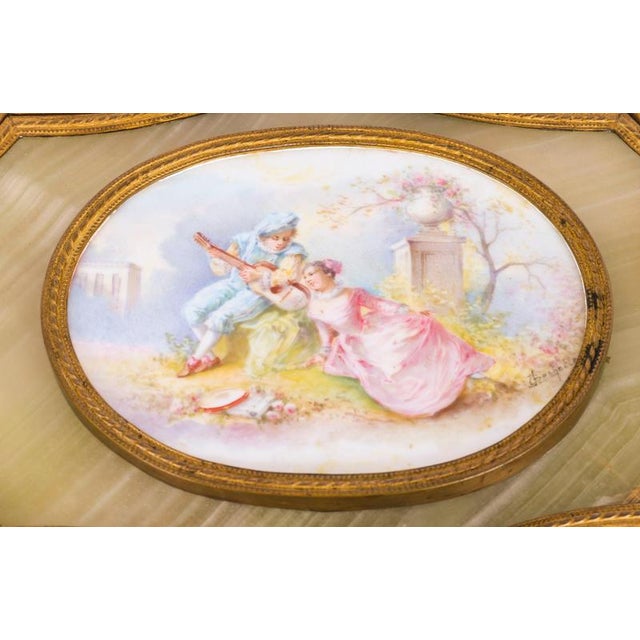 Antique French Porcelain-Mounted Champlevé and Onyx Casket, 19th Century For Sale - Image 4 of 18