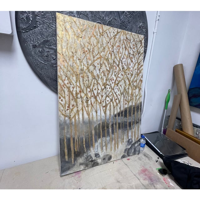 Metal Gold Leaf Tree Painting by Bryan Boomershine For Sale - Image 7 of 7
