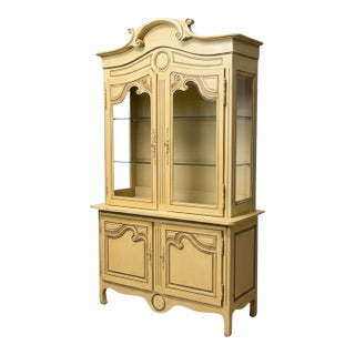 1970s Large Scale French Provincial Painted Cabinet / Hutch by Baker Furniture For Sale