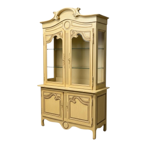 1970s Large Scale French Provincial Painted Cabinet / Hutch by Baker Furniture