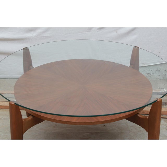 Vintage Coffee Table in Walnut and Glass, 1965 For Sale - Image 3 of 8