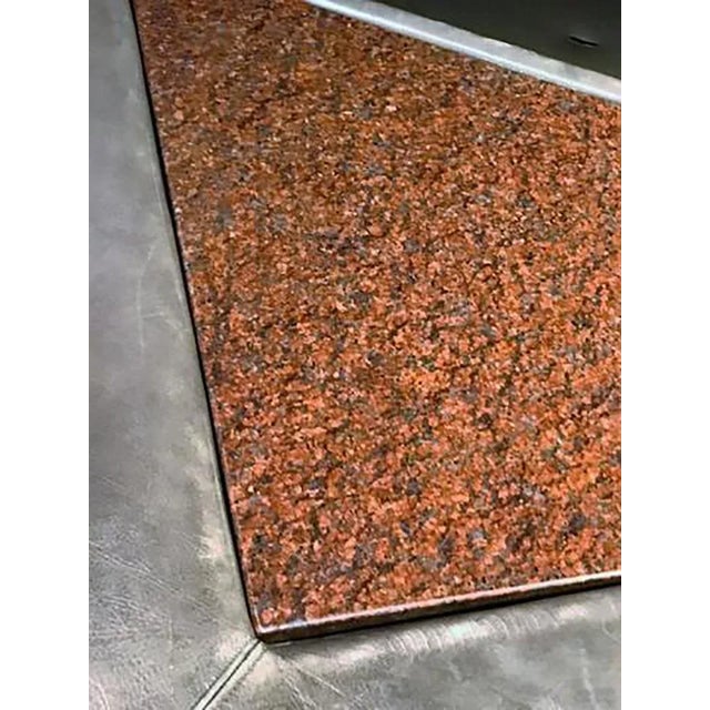 Late 20th Century Great Modern Sculptural Triangular Leather, Granite and Walnut Bench For Sale - Image 5 of 7