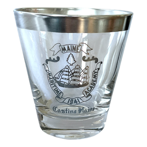 Set of 4 Vintage Maritime Academy Cocktail Glasses With Silver Rims – Castine, Maine