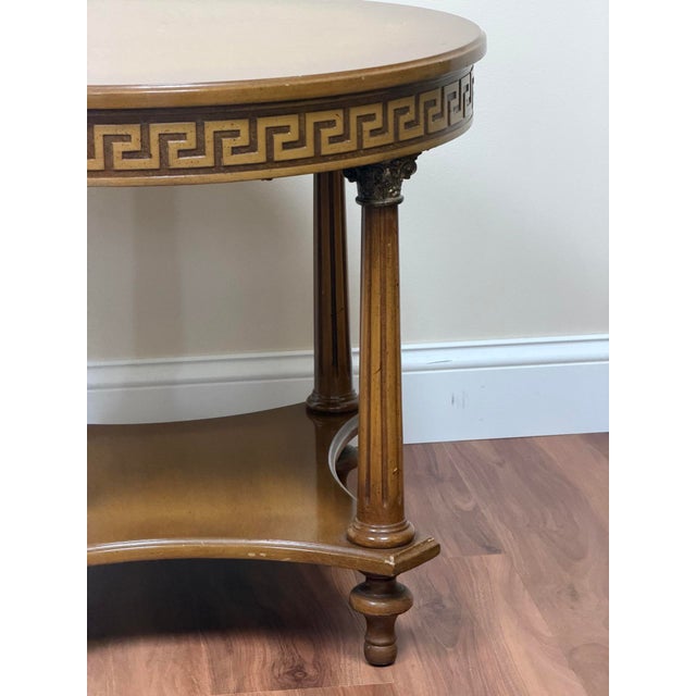 Wood Vintage Regency Style Greek Key Side Table For Sale - Image 7 of 16