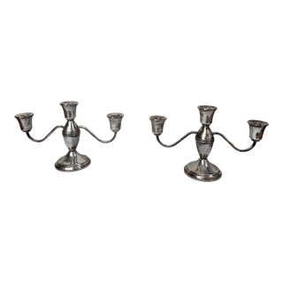 A Pair Duchin Creation Weighted Sterling Candle Holders For Sale