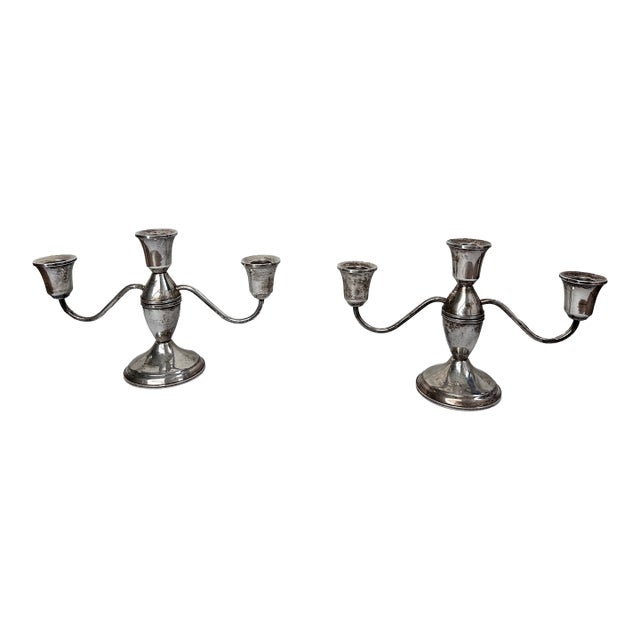 A Pair Duchin Creation Weighted Sterling Candle Holders For Sale