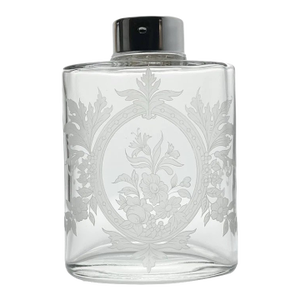 Vintage Large Vanity Perfume Lotion Flask-Shaped Frosted Floral Glass Bottle