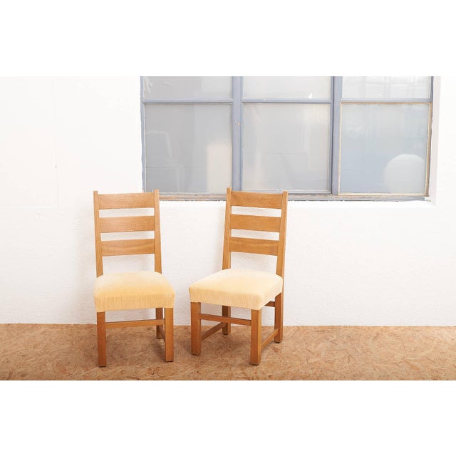 Chairs in Oak in Yellow Corduroy Fabric by Anliker Langenthal, 1960s, Set of 8 For Sale - Image 15 of 16
