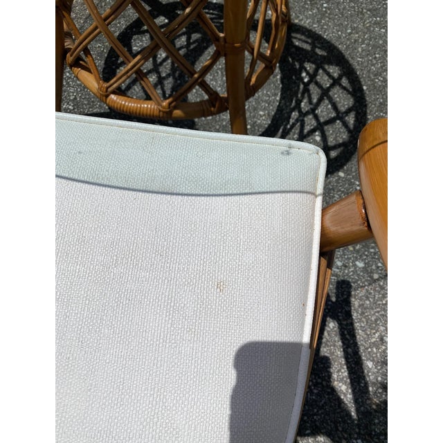 Vintage Bamboo Patio Dining Set with 4 Swivel Chairs and Tempered Glass