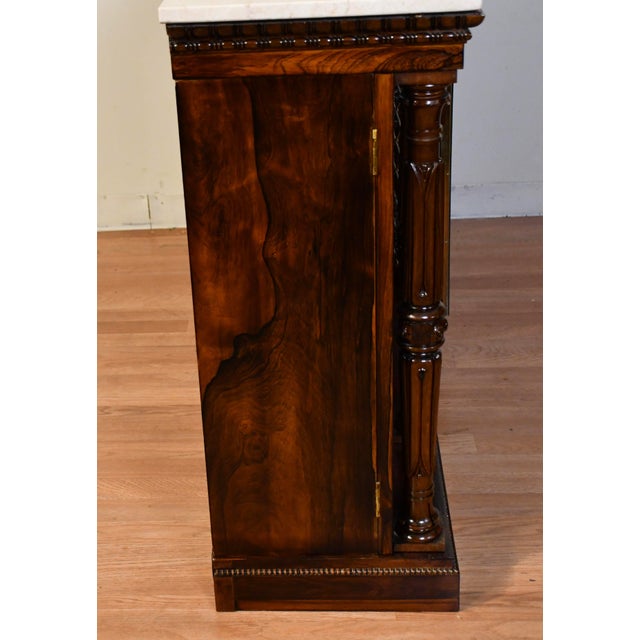 19th Century Antique English Regency Rosewood & Marble Top Credenza / Sideboard For Sale - Image 14 of 18