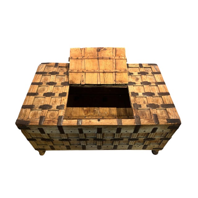 19th Century 19th Century Anglo-Indian Iron-Bound Dowry Chest With Partial Opening For Sale - Image 5 of 11