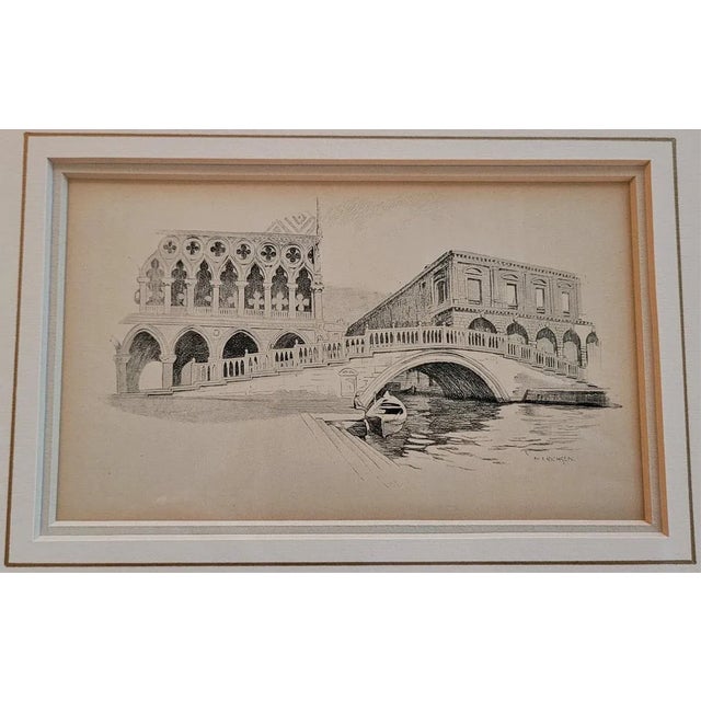 PRESENTING A LOVELY Pair of Venice Etchings by N Erichsen 1904. This pair of etchings were drawn by N. Erichsen who we...