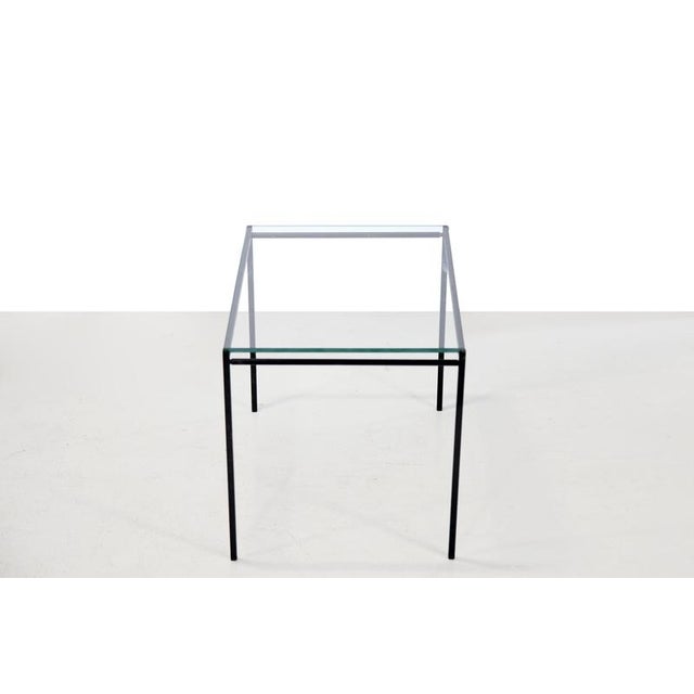 Black Metal Side Table with Glass Top, 1960s For Sale - Image 3 of 5