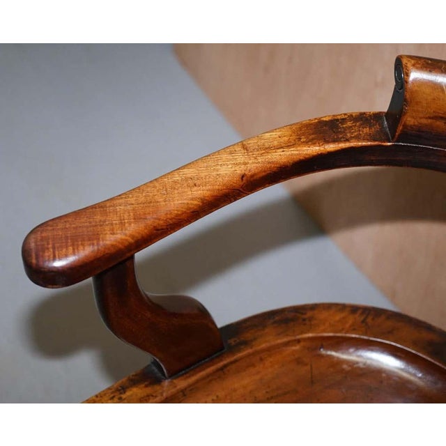 Victorian Walnut Captains Chair with Carved Back from Eton College, 1860 For Sale - Image 11 of 18