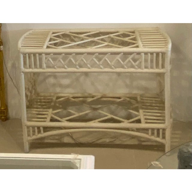 Cream Vintage Rattan Chinese Chippendale Ficks Reed Console Table For Sale - Image 8 of 12