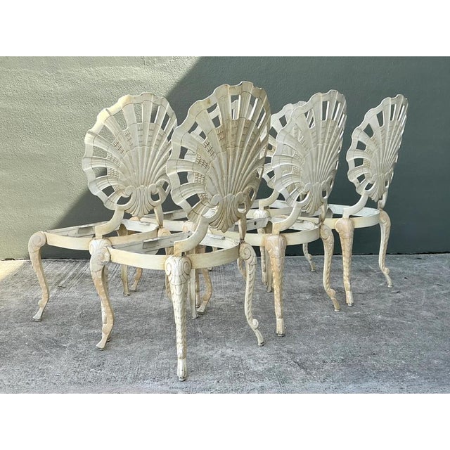 Vintage Cast Aluminum Shell Back Grotto Chairs - Set of 6 For Sale - Image 4 of 12