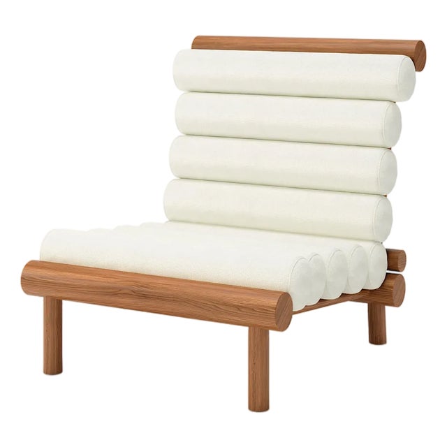 Rishon Dark Teak Outdoor Lounge Chair – Alpine Modern Design in Sunbrella Canvas Natural For Sale