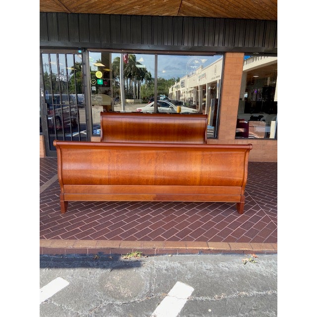 Grange 1970s Grange French Louis Philippe Cherry Wood King Size Sleigh Bed For Sale - Image 4 of 8