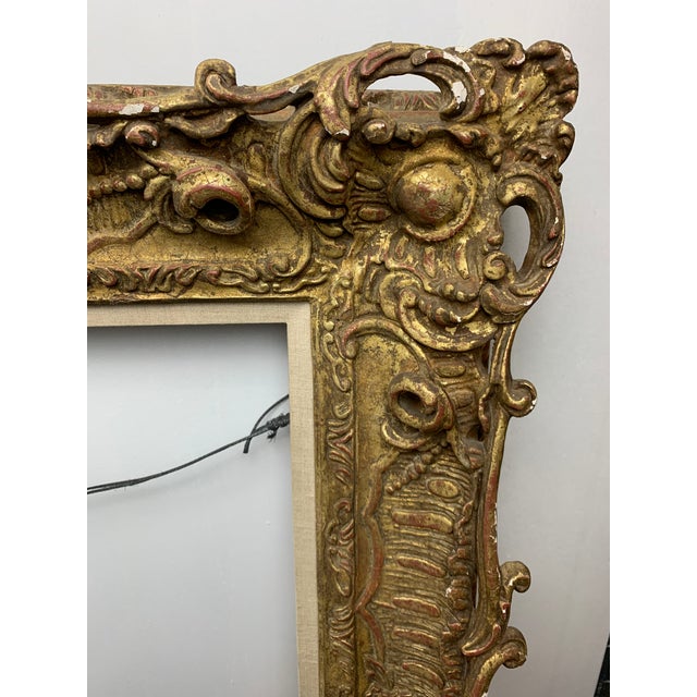 Gold Antique Gold Ornate Rococo Style Hand Carved Wood Frame. For Sale - Image 8 of 8