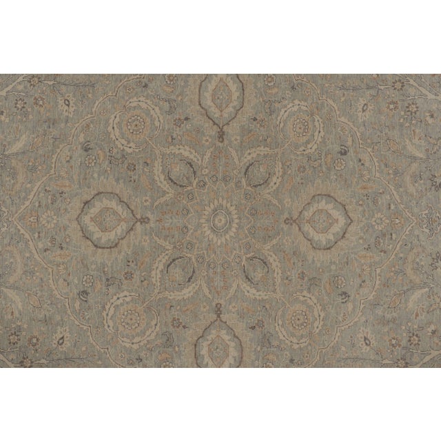 Rug & Kilim’s Oushak Style Rug, Light Blue With Muted Floral Pattern & Medallion For Sale In New York - Image 6 of 8