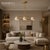 Modern Linear Chandelier 3 Light, Matte Off White Dome Pendant Light Brass Dining Room Fixture, Kitchen Island Lighting, Minimalist Light For Sale - Image 6 of 16