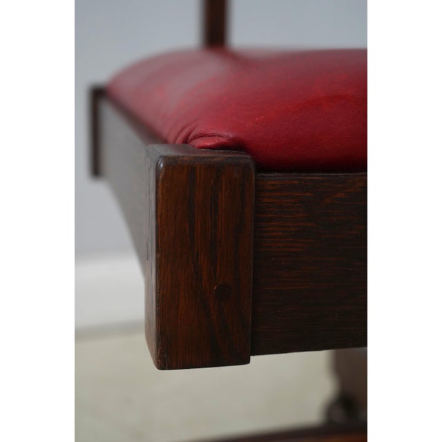 Stickley Mission Oak Leather Office Chair For Sale - Image 11 of 18